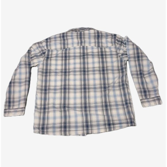 Patagonia Sun Stretch Shirt Mens M Blue Plaid Long Sleeve Backcountry Zip Pocket - Picture 2 of 16